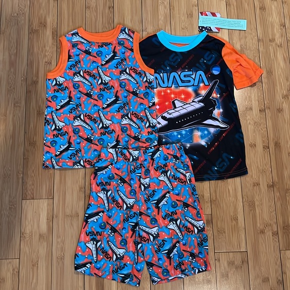 NWT New Size 6/7 Boys NASA 3 piece pajama set. T-shirt, Tank Top and Shorts. - Picture 1 of 6